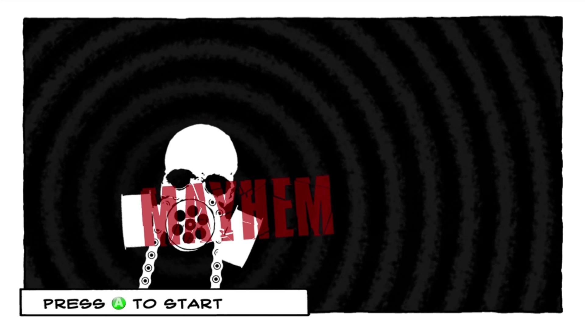 Mayhem 3D title screen for Xbox 360